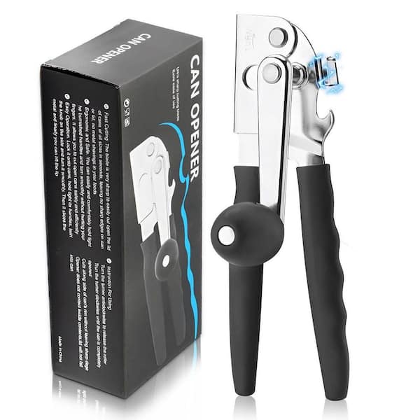 Manual Heavy Duty Stainless Steel Can Opener with Smooth Edge, Long Handle, Bottle Opener for Kitchen