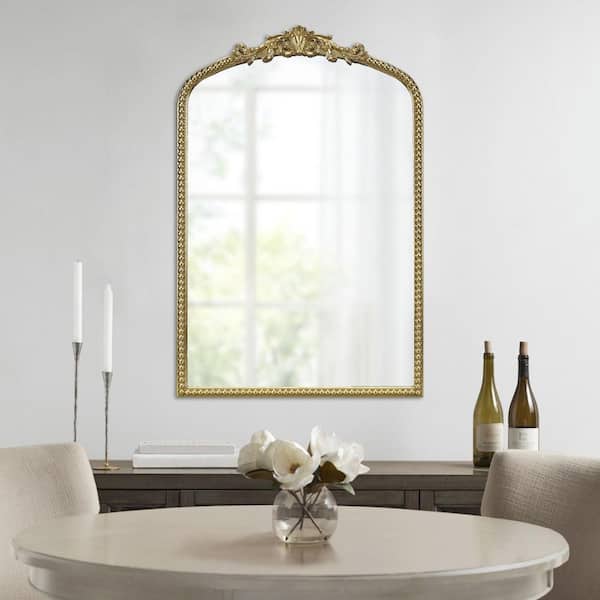 Miscool Anky 26 in. W x 39 in. H Wood Framed Arch Decorative Accent Wall Mirror