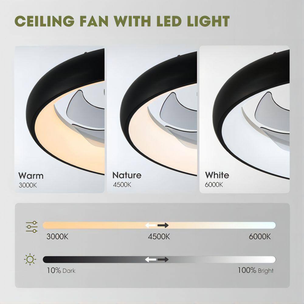Black Polycarbonate 20'' Low Profile Ceiling Fan with LED Light