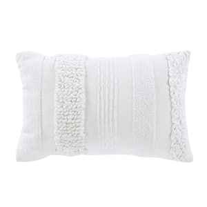 Lennon White Textured 12 in. L x 18 in. W Throw Pillow