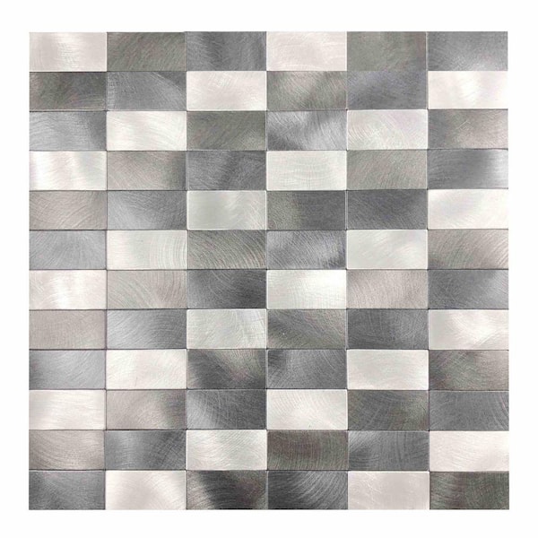 Dip Design Is Personal Dip Stack Silver Metallic Mix 12 In X 12 In Peel And Stick Pvc Aluminum Tile Backsplash 10 Sq Ft Per Case Scr Na 04 The Home Depot