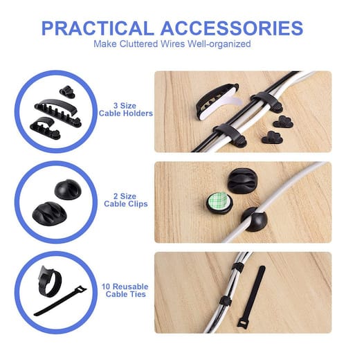 Cable Organizer Box Set of 3 Different Sizes with Power Cover Cord Holder and Surge Protector Black Cable Management