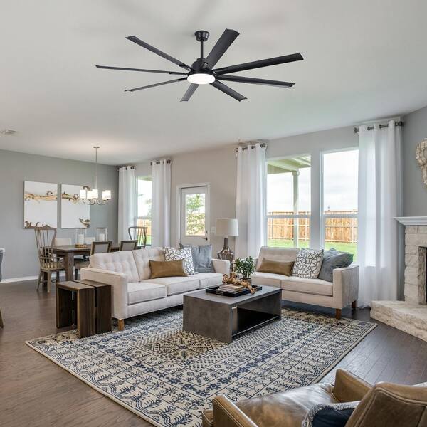 thumbnail image 2 of 84-Inch Black Smart Ceiling Fan With Remote & App Control – Indoor/Outdoor, 9 Blades, LED Light, Modern 2 of 4