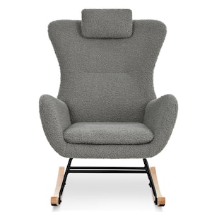 Rocking Chair - with Rubber Leg and Cashmere Fabric, sSitable for Living Room and Bedroom, Gray