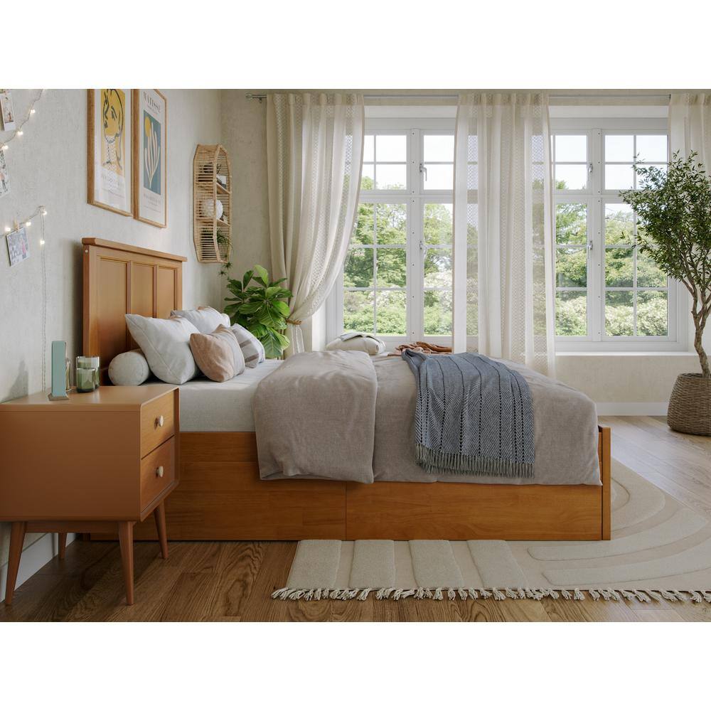 Madison Light Toffee Full Wood Platform Bed with Storage Drawers