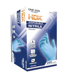 HDX Blue Disposable Nitrile Cleaning Gloves (200 Ct One Size Fits Most)