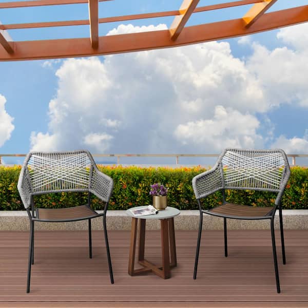 Teamson Home Eucalyptus Solid Wood Outdoor Patio Stackable Bistro Set