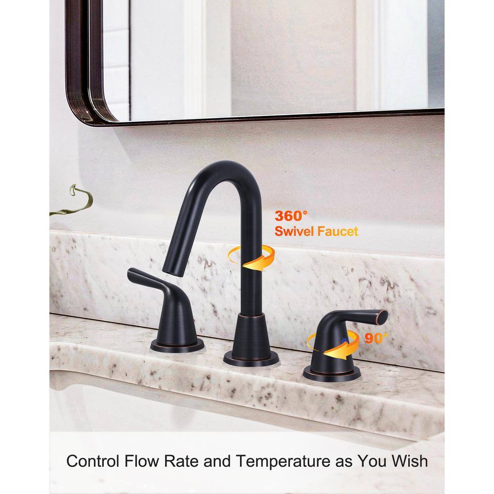 Oil Rubbed Bronze 8-Inch Widespread Double Handle Bathroom Faucet