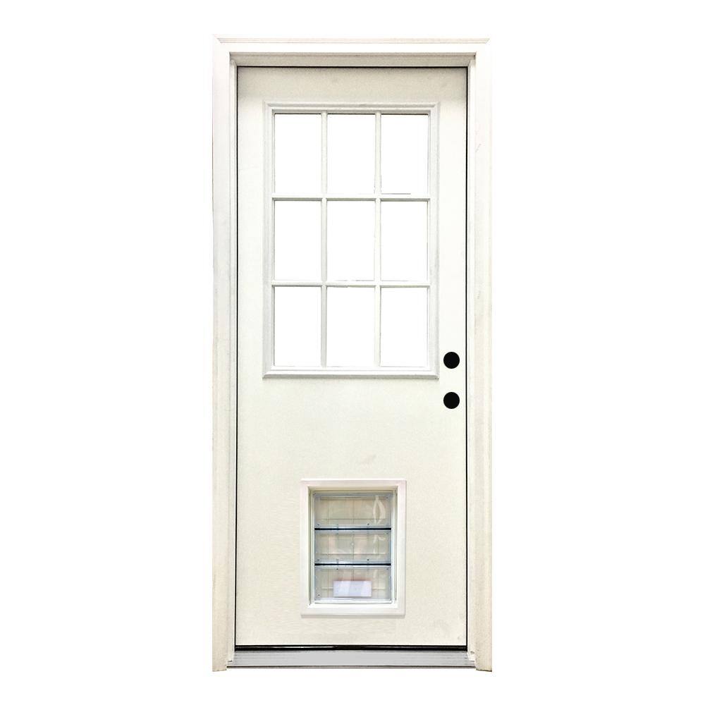 outside door with doggie door built in