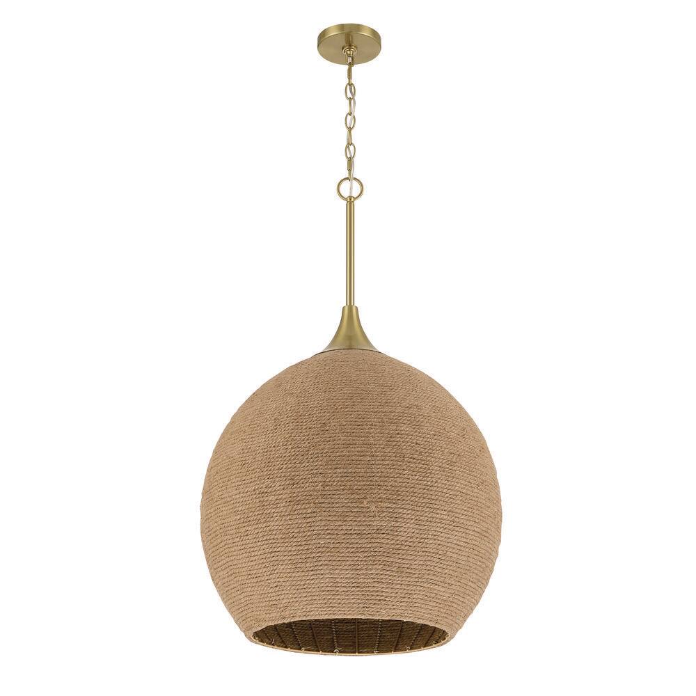 Keira 60-Watt 3 Light Satin Brass Finish Dome Pendant Light w/ Woven Rope Shade, No Bulb Included price history on PriceWatchPro
