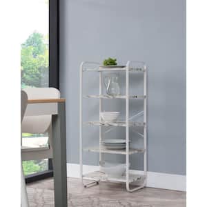 SignatureHome Withe Finish Metal Material 5-Tier Baker's Rack Shelves Finish Top Marble Dimensions: 19"W x 13"L x 43"H