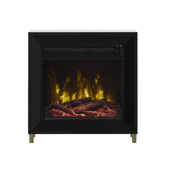 Twin Star Home 23.63 in. Wall Mantel Freestanding Electric Fireplace in Black