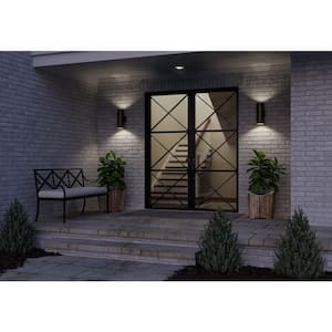 Cylinder Collection 5" Antique Bronze Modern Outdoor Up and Down Light LED Wall Lantern Light for Entry and Garage