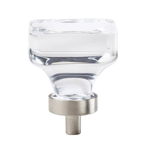 Glacio 1-3/8 in. (35mm) Modern Clear/Satin Nickel Square Cabinet Knob