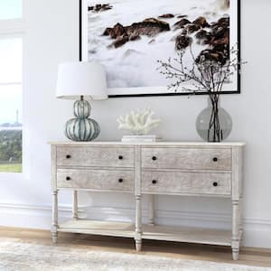 Danielle Gray Marble/Wood 65 in. W Sideboard with 4 Storage Drawers and 1 Open Shelf