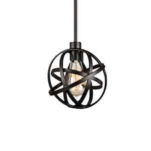 Gammon 8 in. 1-Light Indoor Black Pendant Lamp with Light Kit