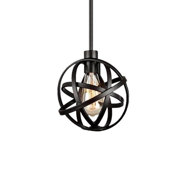 Warehouse of Tiffany Gammon 8 in. 1-Light Indoor Black Pendant Lamp with Light Kit