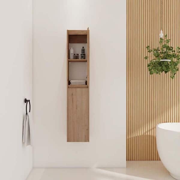 11.81 in. W x 9.81 in. D Brown Decorative Wall Shelf, Wood Wall Mounted Storage Cabinet for Bathroom, Living Room