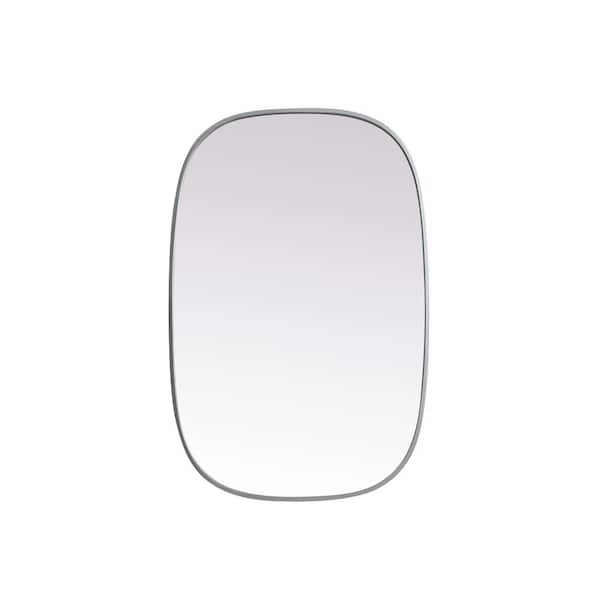 Unbranded Simply Living 24 in. W x 36 in. H Oval Metal Framed Silver Mirror