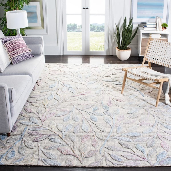 Southampton 8 ft. x 10 ft. Purple/Blue Leaves High-Low Area Rug