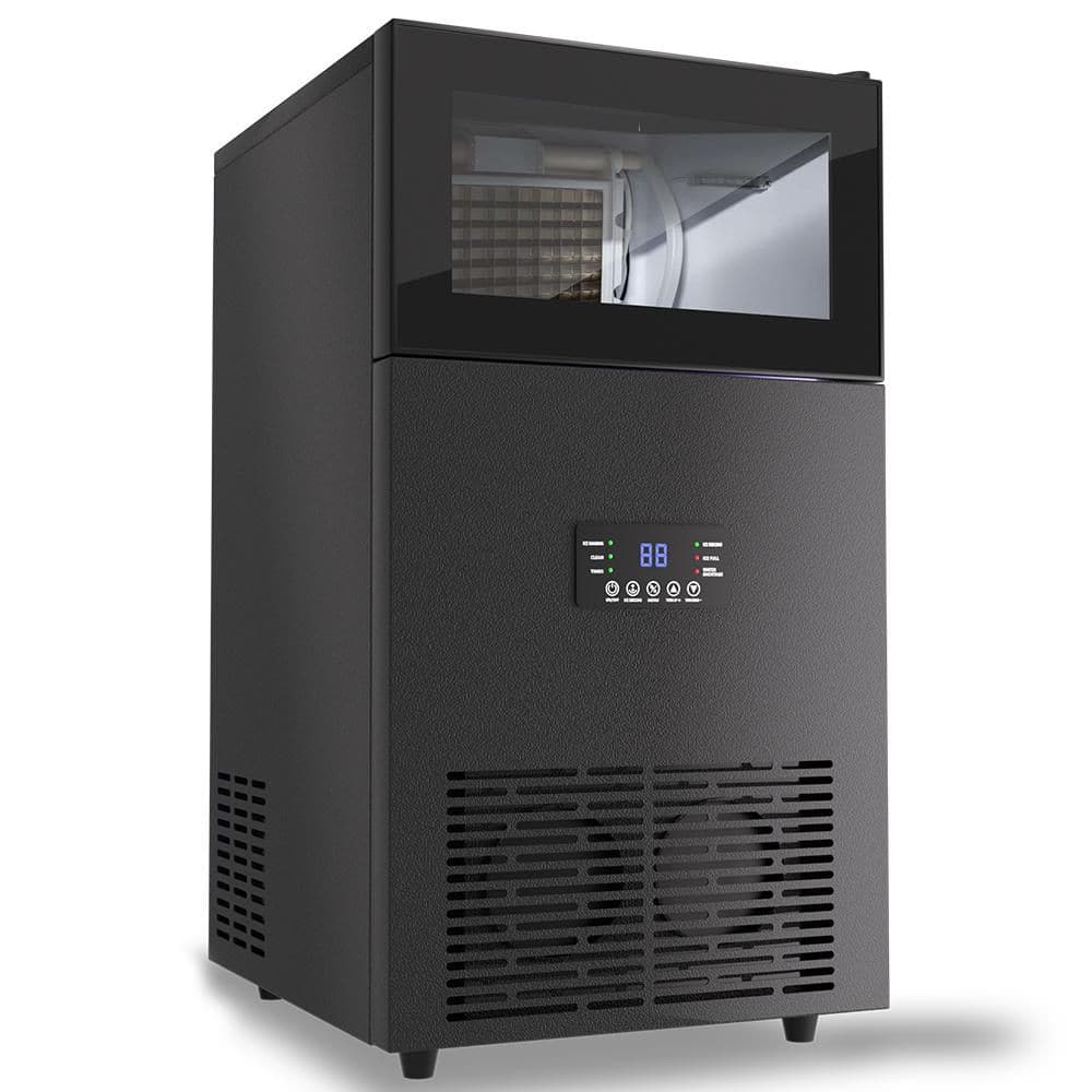 15 in. 160 lb. Commercial Freestanding Full Size Cube Ice Maker Machine in Black Stainless Steel with 35 lb. Ice Storage