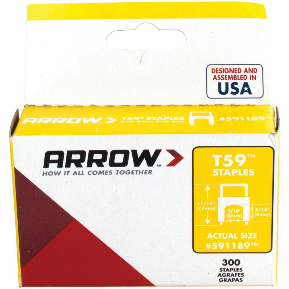 Arrow T59 Insulated Staples noir 6 x 8 mm Box 300 ARR591188BL