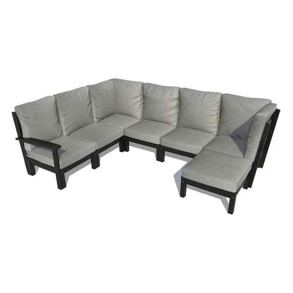 Highwood Bespoke Deep Seating 7-Piece Plastic Outdoor Sectional Set with Ottoman and with Cushions