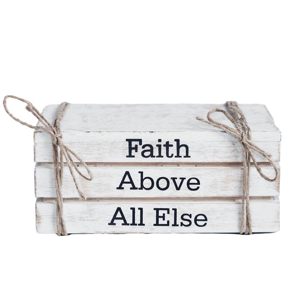 2.5 in. H Whitewash Faith Above All Else Wooden Faux Book Stack price history on PriceWatchPro