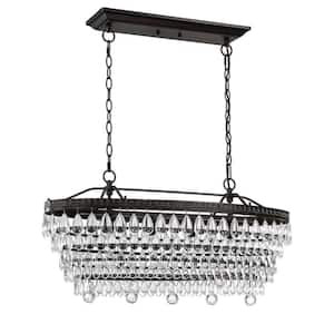 4-Light Bronze Crystal Dimmable Tiered Chandelier