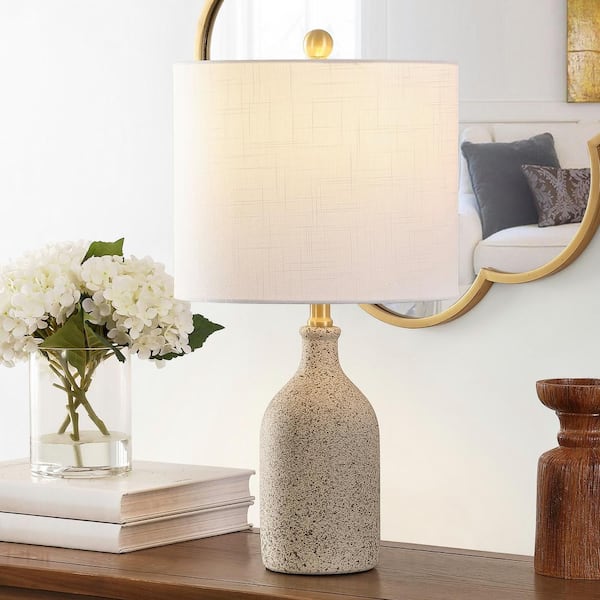 Gunnar 23 in. Sandy Table Lamp with White Shade