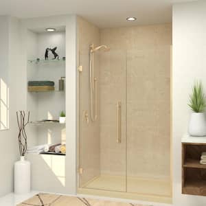 Elizabeth 53.5 in. W x 76 in. H Hinged Frameless Shower Door in Champagne Bronze with Clear Glass