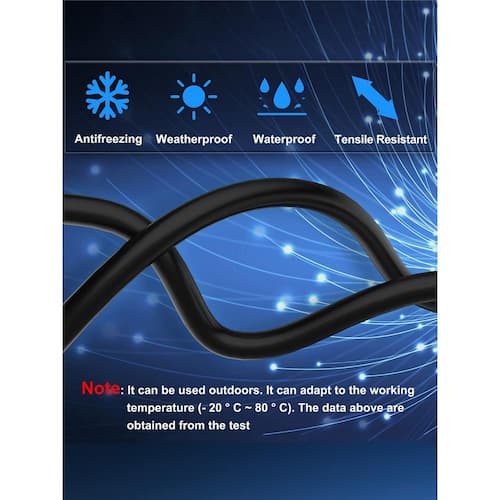 70 ft. Cat 8 Shielded Gold Plated Heavy-Duty 40 Gbps 2000 Mhz Weatherproof RJ45 Cable for Router - Black Cables
