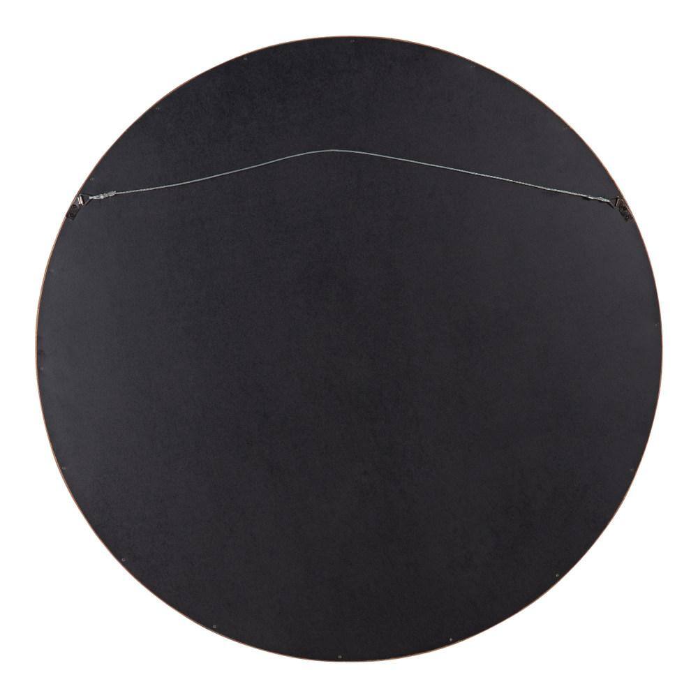 Hutton Round Walnut Brown Wood Wall Mirror, 36" Diameter