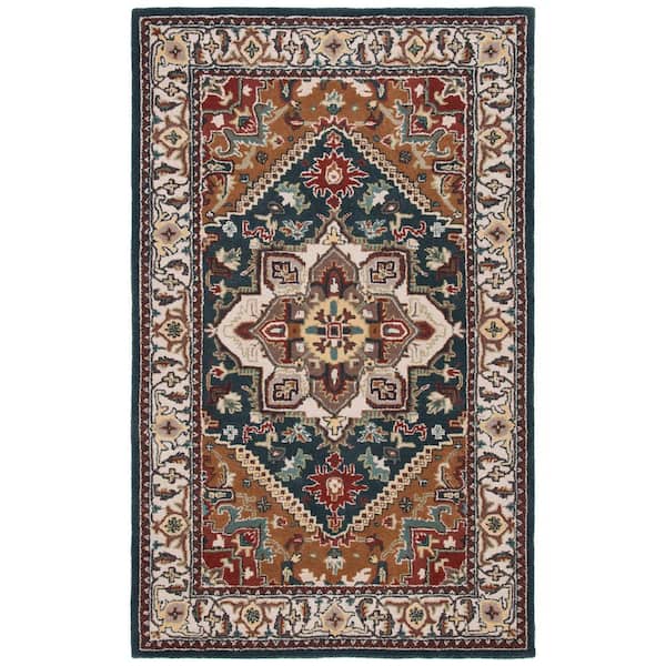 SAFAVIEH Heritage Dark Green/Brown 6 ft. x 9 ft. Border Floral Medallion Area Rug