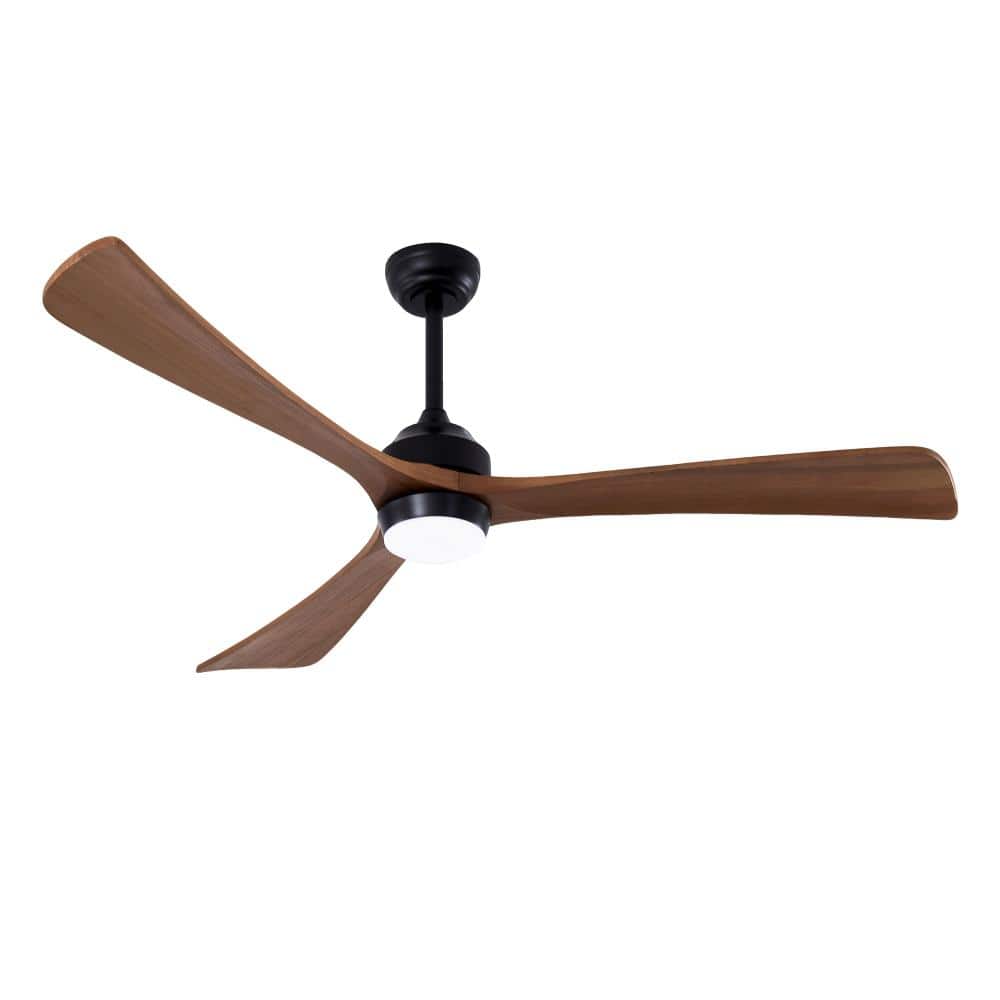 62 in. LED Indoor Downrod Farmhouse Style Black Ceiling Fan with Light Kit and Wooden Blades price history on PriceWatchPro