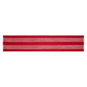 Arendal 12 in. W x 60 in. L Red White Stripe Cotton Polyester Table Runner