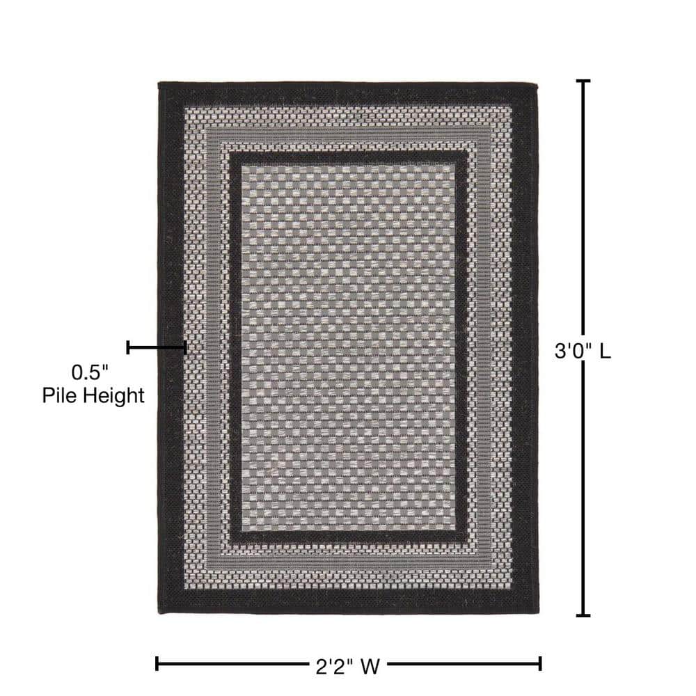 Easy-Care Reversible Gray Synthetic 2x3 Outdoor Rug