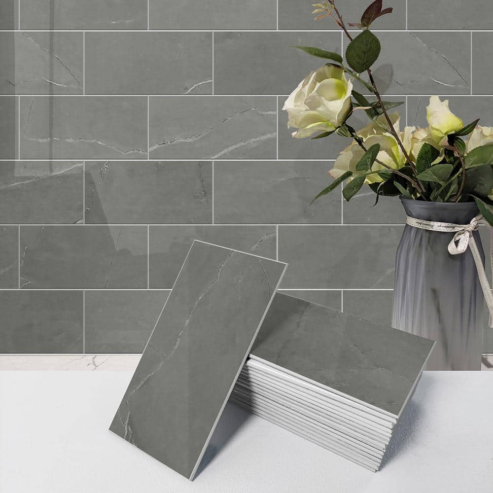 Collage Subway Carrara Marble 12.13 in. x 15.13 in. PVC Peel and Stick Tile  (1.3 sq. ft./Pack)