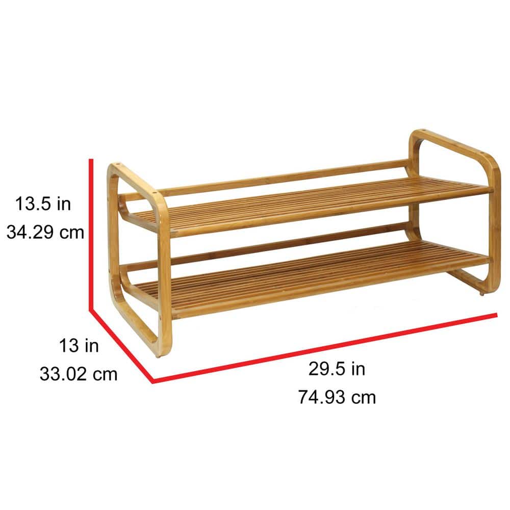 Natural Bamboo 2-Tier Stackable Shoe Rack