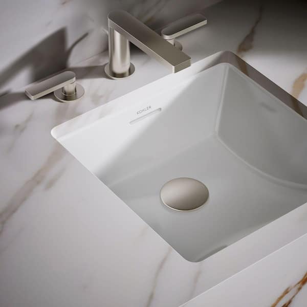 KOHLER Brazn 16 in. Square Undermount Bathroom Sink in White 21056