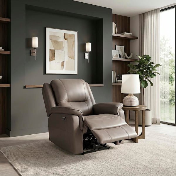 ポーター ネイチャー ダークブラウン Lazzara Vorin Russet Top Grain Leather Power Recliner with 1-Touch