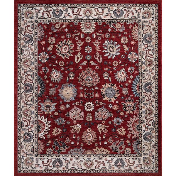 StyleWell Gramercy Red 8 ft. x 10 ft. Floral Area Rug