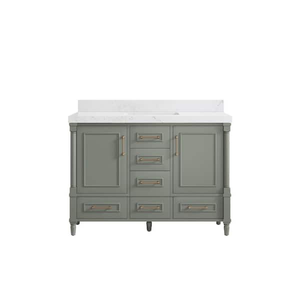 Willow Collections Hudson 48 in. W x 22 in. D x 36 in. H Single Sink Bath Vanity in Evergreen with 2 in. Empire Qt. Top