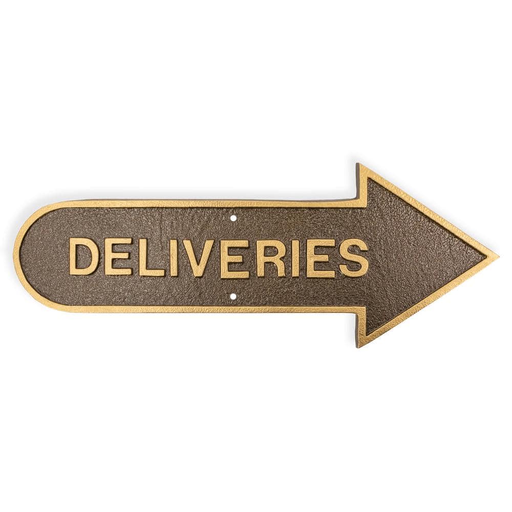 6 in. x 15.5 in. Right Arrow Deliveries Statement Plaque Sign-Hammered Bronze price history on PriceWatchPro