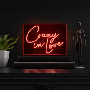 Crazy In Love 14 in. x 10 in. Contemporary Glam Acrylic Box USB Operated LED Neon Night Light, Red