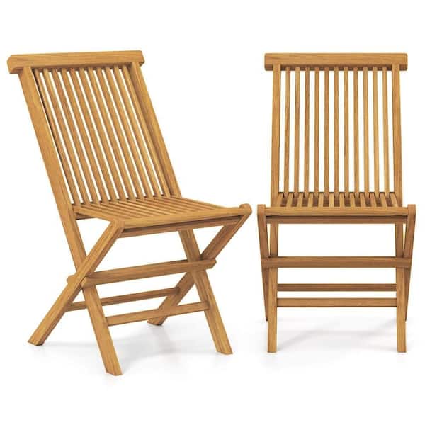 Wood Outdoor Lounge Chair with Slatted Seat & Backrest No Assembly Needed for Poolside in Beige(Set of 2)