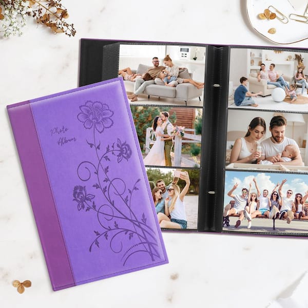 Afoxsos Classic Series Purple 4 x 6 Leather 300-Pocket Photo Album