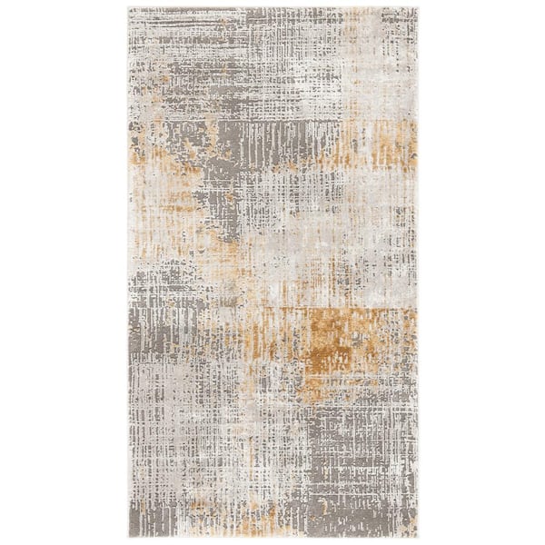 SAFAVIEH Craft Gray/Beige Doormat 2 ft. x 4 ft. Plaid Abstract Area Rug