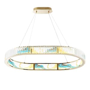 Boseman's 1-Light Integrated LED CCT Technology Colorful and Gold Circular Chandelier for Living Room