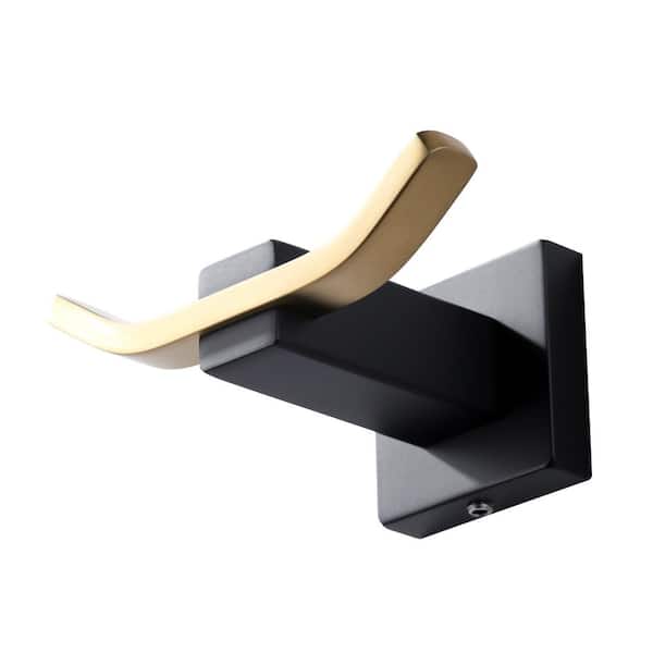 Wall Mount Stainless Steel Double J-Hook Robe/Towel Hook for Bathroom in Black and Gold